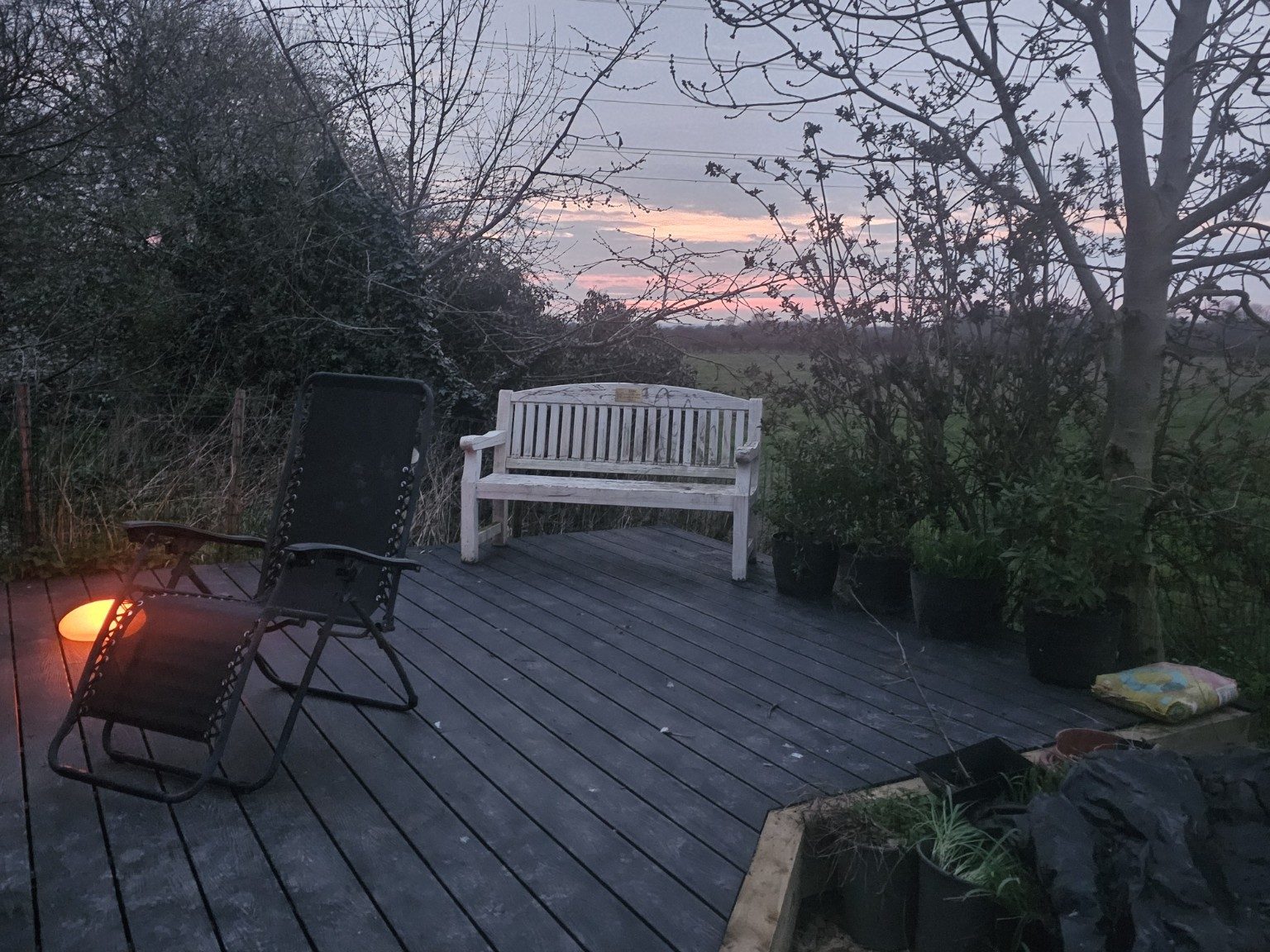 Sunset from Yaffles Barn garden deck