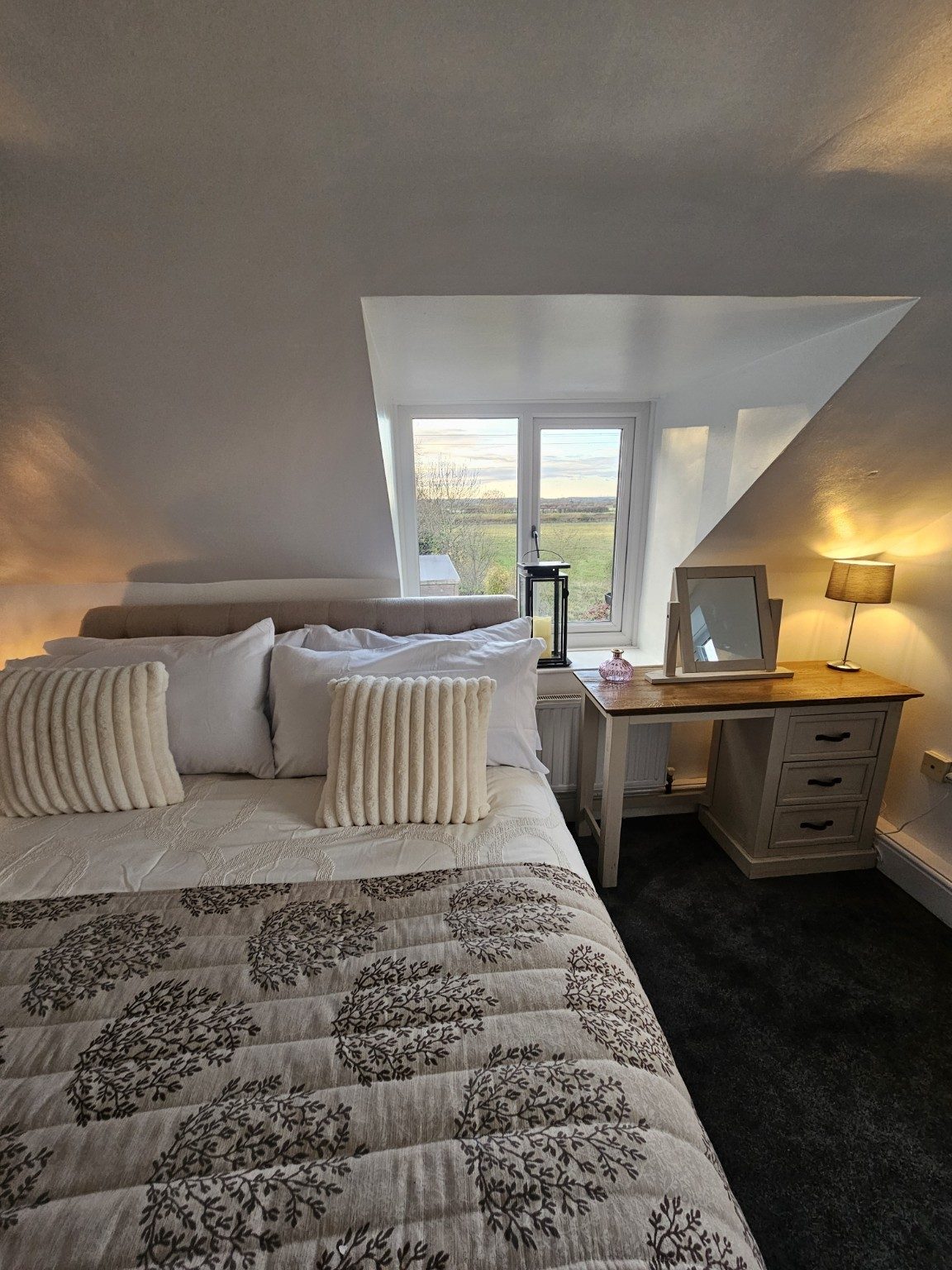 Yaffles Barn bedroom with countryside view